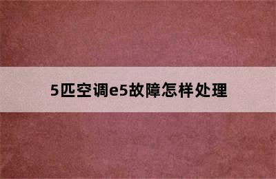 5匹空调e5故障怎样处理