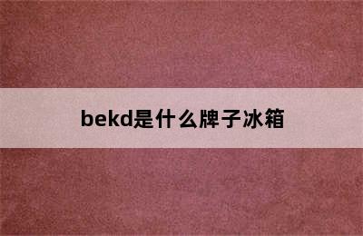 bekd是什么牌子冰箱