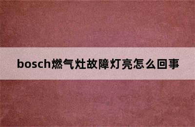 bosch燃气灶故障灯亮怎么回事