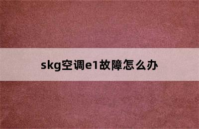 skg空调e1故障怎么办