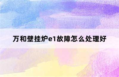 万和壁挂炉e1故障怎么处理好