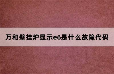 万和壁挂炉显示e6是什么故障代码