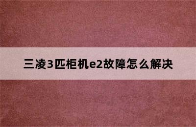 三凌3匹柜机e2故障怎么解决