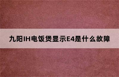 九阳IH电饭煲显示E4是什么故障