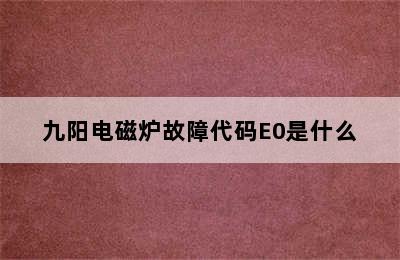 九阳电磁炉故障代码E0是什么