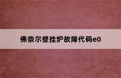 佛奈尔壁挂炉故障代码e0