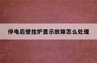 停电后壁挂炉显示故障怎么处理