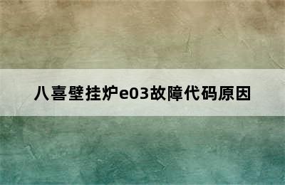 八喜壁挂炉e03故障代码原因