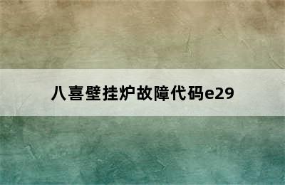 八喜壁挂炉故障代码e29