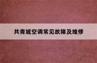 共青城空调常见故障及维修