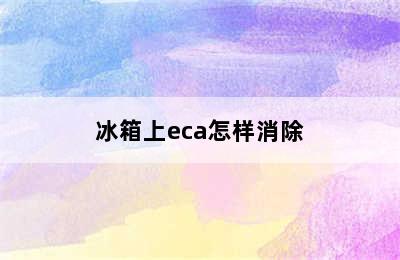 冰箱上eca怎样消除