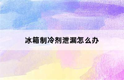 冰箱制冷剂泄漏怎么办