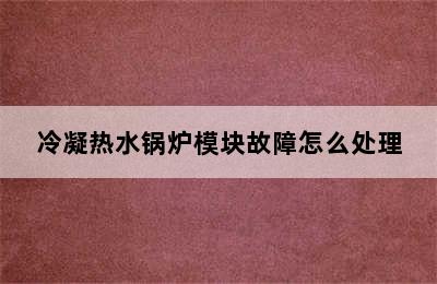 冷凝热水锅炉模块故障怎么处理