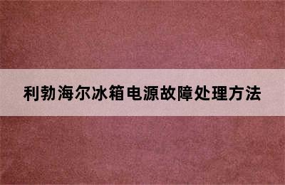 利勃海尔冰箱电源故障处理方法