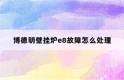 博德明壁挂炉e8故障怎么处理