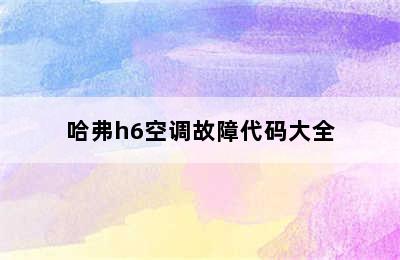 哈弗h6空调故障代码大全