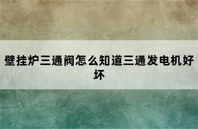 壁挂炉三通阀怎么知道三通发电机好坏