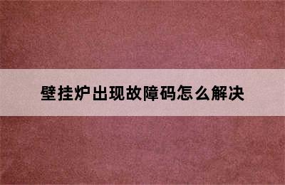 壁挂炉出现故障码怎么解决