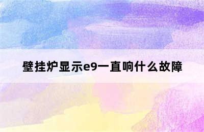 壁挂炉显示e9一直响什么故障