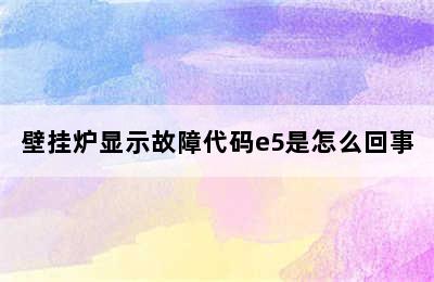 壁挂炉显示故障代码e5是怎么回事