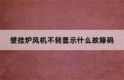 壁挂炉风机不转显示什么故障码