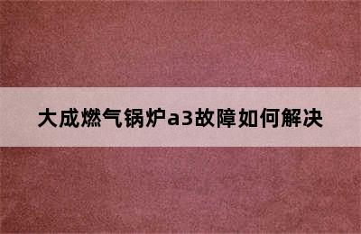 大成燃气锅炉a3故障如何解决