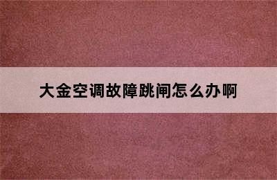 大金空调故障跳闸怎么办啊