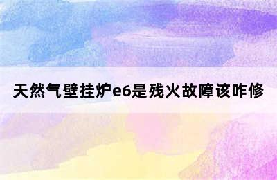 天然气壁挂炉e6是残火故障该咋修