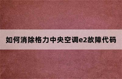 如何消除格力中央空调e2故障代码