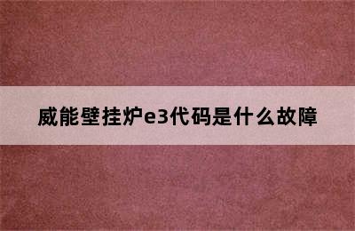 威能壁挂炉e3代码是什么故障