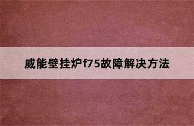 威能壁挂炉f75故障解决方法