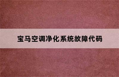 宝马空调净化系统故障代码