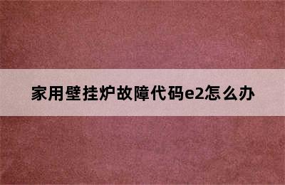 家用壁挂炉故障代码e2怎么办