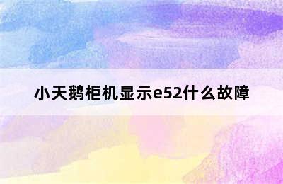 小天鹅柜机显示e52什么故障