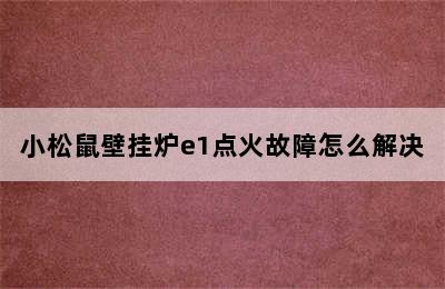 小松鼠壁挂炉e1点火故障怎么解决