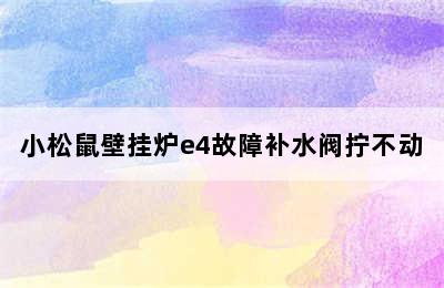 小松鼠壁挂炉e4故障补水阀拧不动