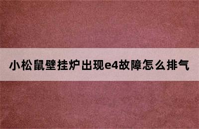 小松鼠壁挂炉出现e4故障怎么排气