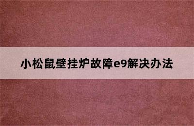 小松鼠壁挂炉故障e9解决办法