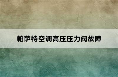 帕萨特空调高压压力阀故障