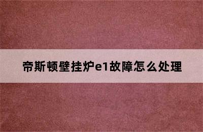 帝斯顿壁挂炉e1故障怎么处理