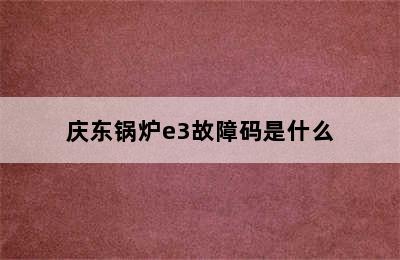 庆东锅炉e3故障码是什么