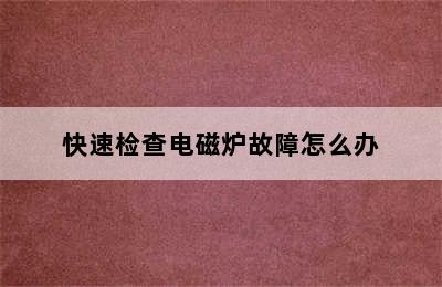 快速检查电磁炉故障怎么办