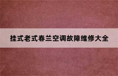 挂式老式春兰空调故障维修大全