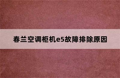 春兰空调柜机e5故障排除原因