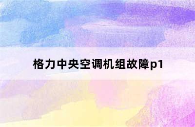 格力中央空调机组故障p1