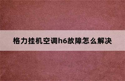 格力挂机空调h6故障怎么解决