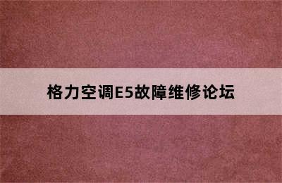 格力空调E5故障维修论坛