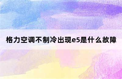 格力空调不制冷出现e5是什么故障