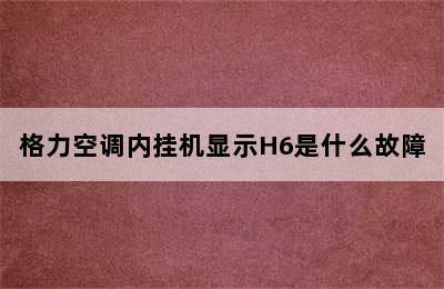 格力空调内挂机显示H6是什么故障