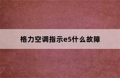 格力空调指示e5什么故障